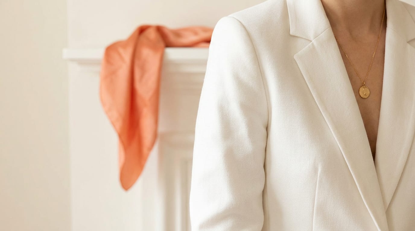 Elegancka kobieta w białym garniturze, który jest stylową alternatywą dla sukienki.