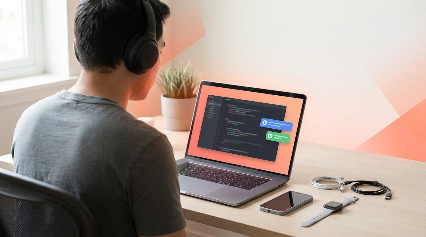 Osoba naprawiająca laptopa z pomocą sztucznej inteligencji