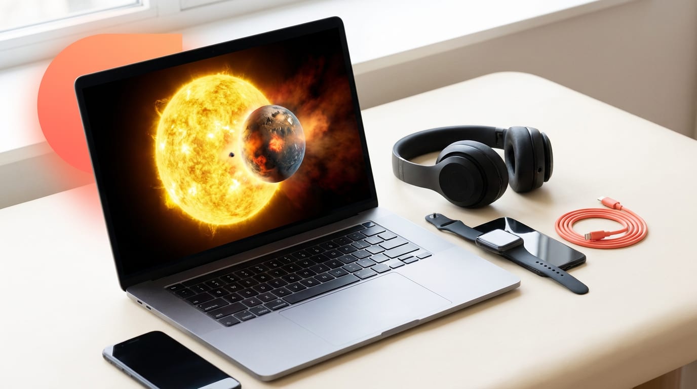 Wizualizacja gwiazdy podobnej do Słońca, która wchłania skalistą planetę krążącą na jej orbicie.