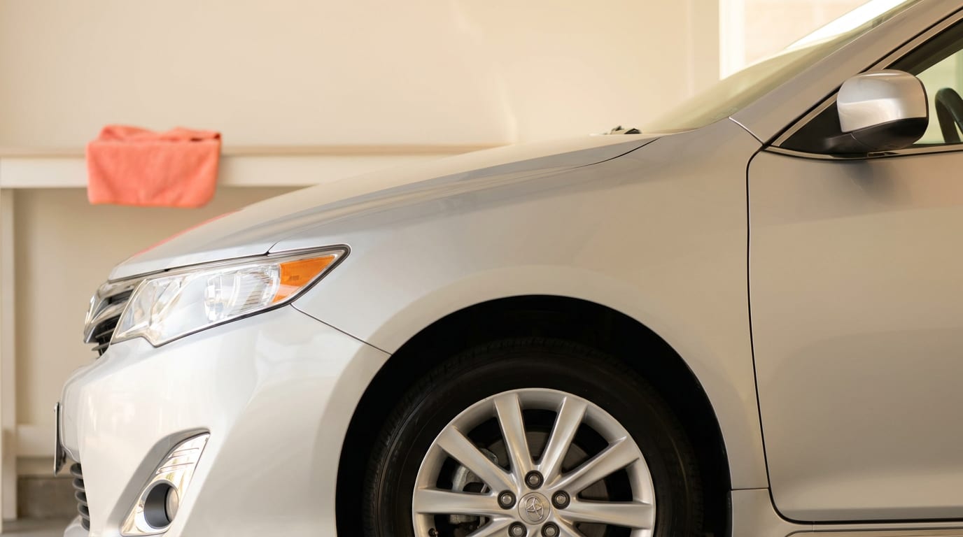 Srebrna, używana hybryda Lexus CT 200h zaparkowana w garażu, symbol niezawodności i niskich kosztów eksploatacji.